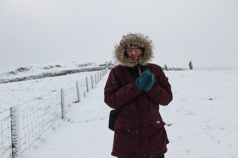 portrait with snow landscape