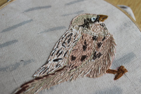 embroidery of a sparrow