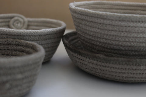 Grey rope baskets