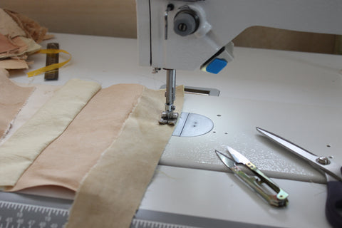 sewing machine and dyed fabric