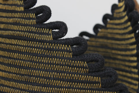 detail gold and black basket