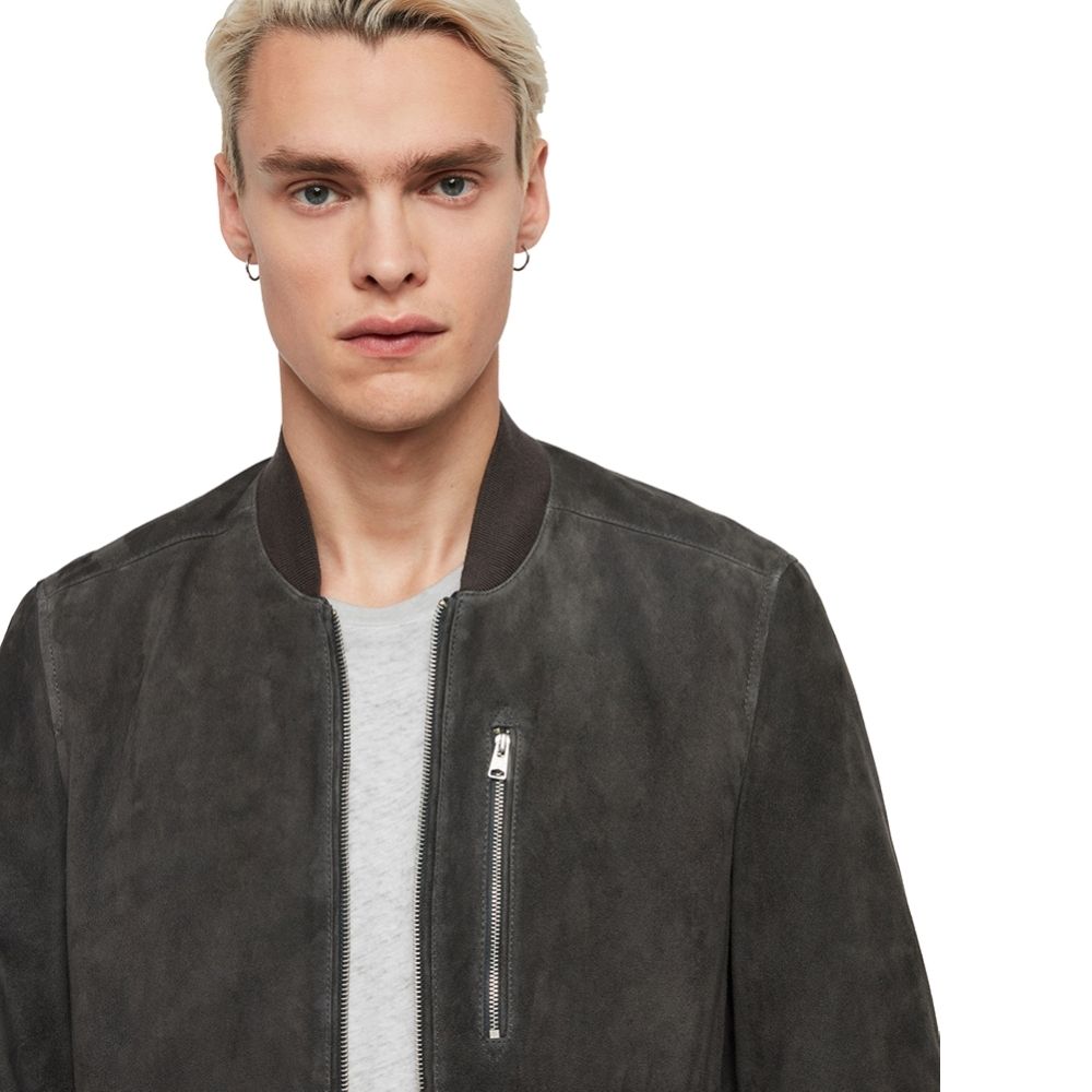 Mens Ares Gray Bomber Leather Jacket– MARRYCLOTHING