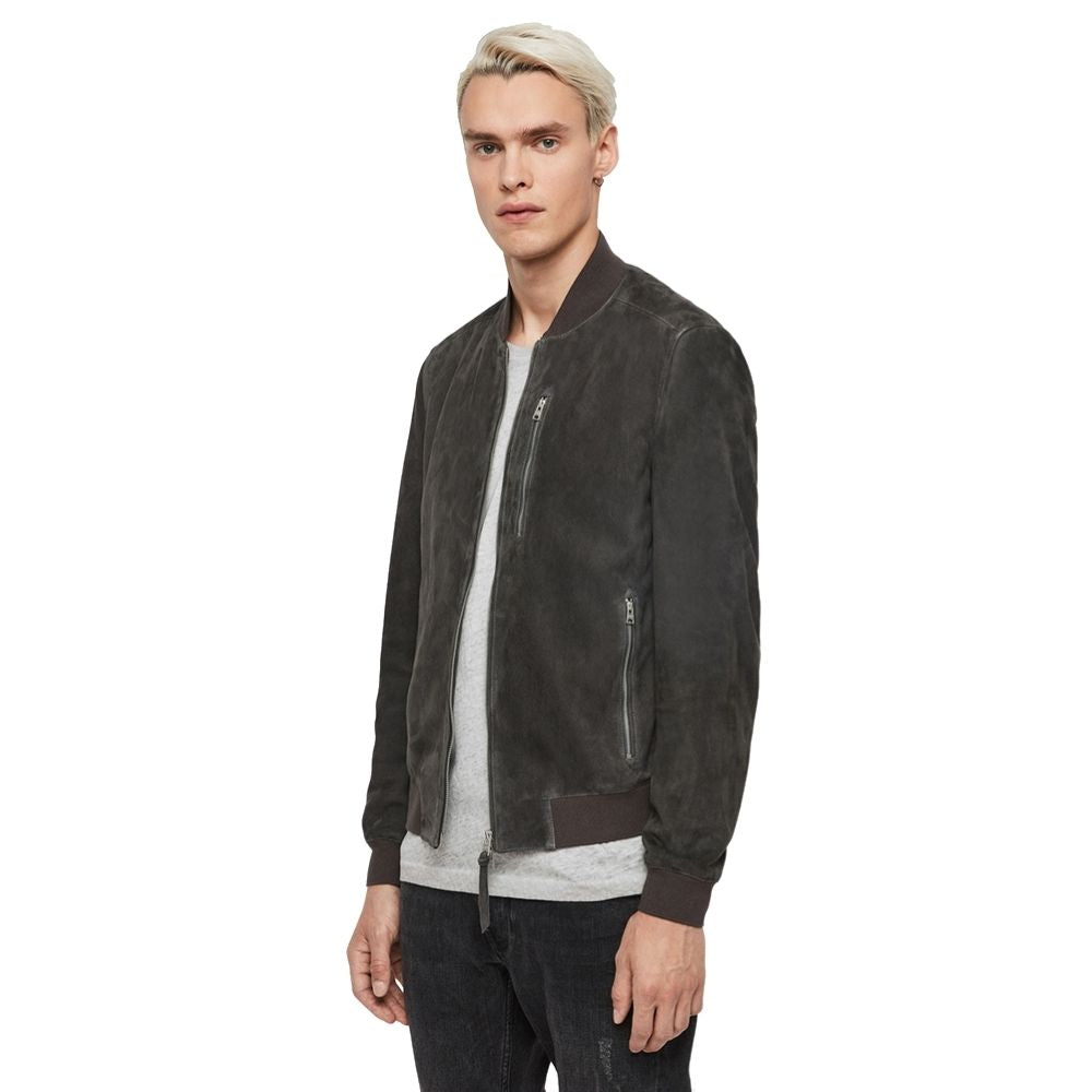 Mens Ares Gray Bomber Leather Jacket– MARRYCLOTHING