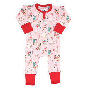 Endanzoo Organic Double Zippered Romper - Pink Blosson