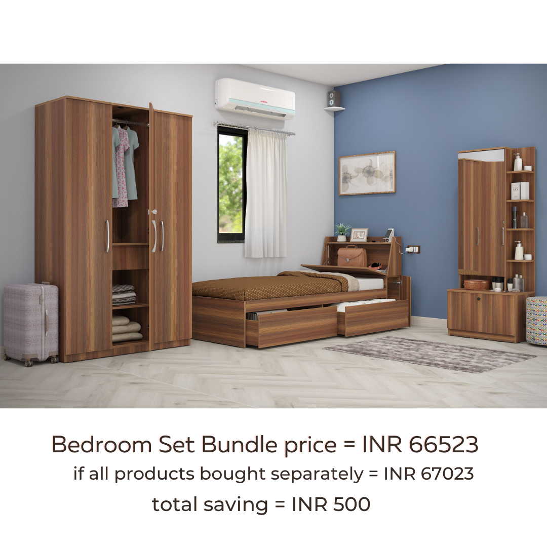 Neuvo 13: Set of 3 Bedroom Furniture - 3 door Wardrobe, Single Bed wit ...