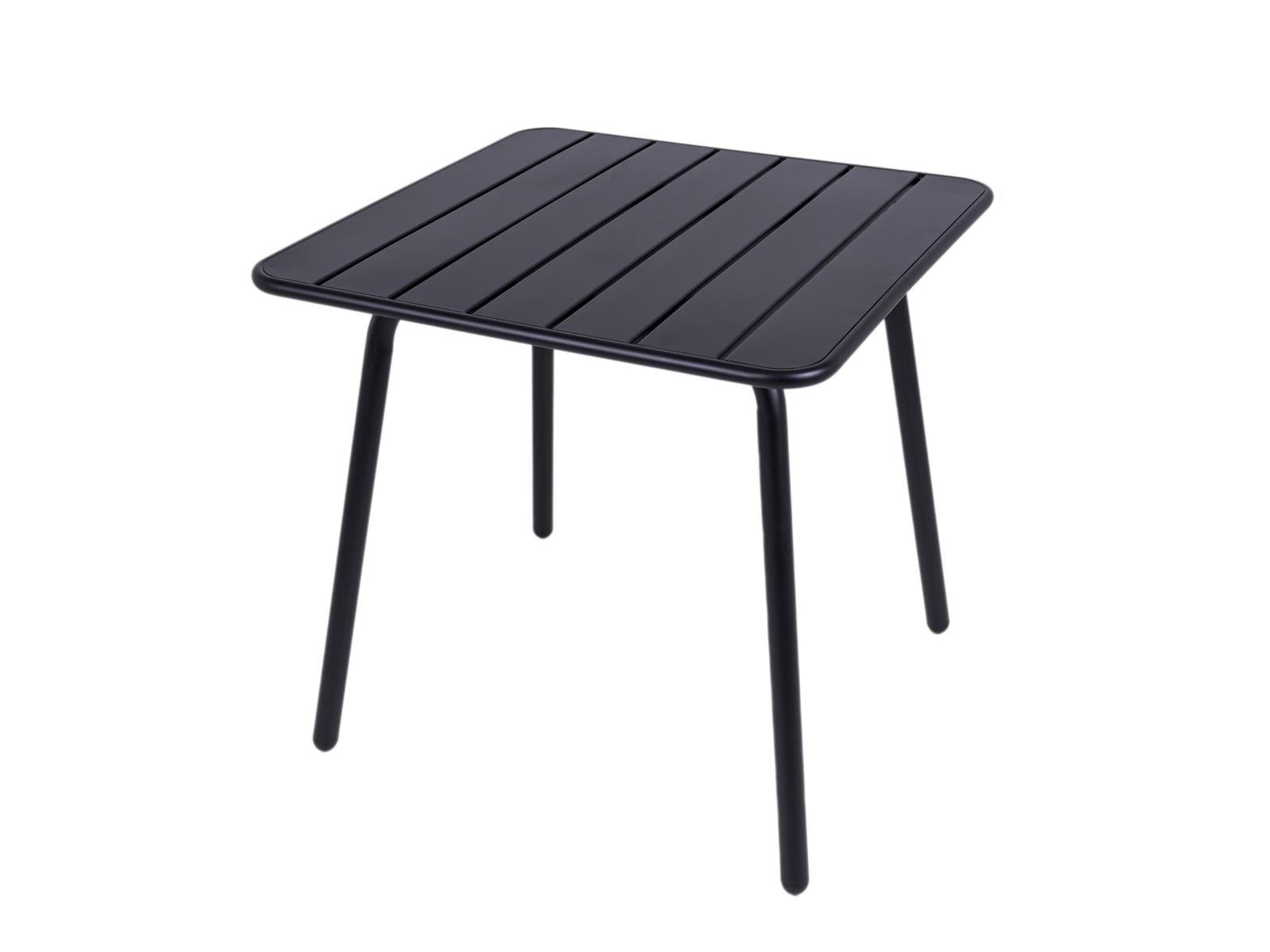maximavida max metalen tafel 80 x 80 cm zwart robuuste terras tafel stevig sandtexture zandstraal zijkant hoog 