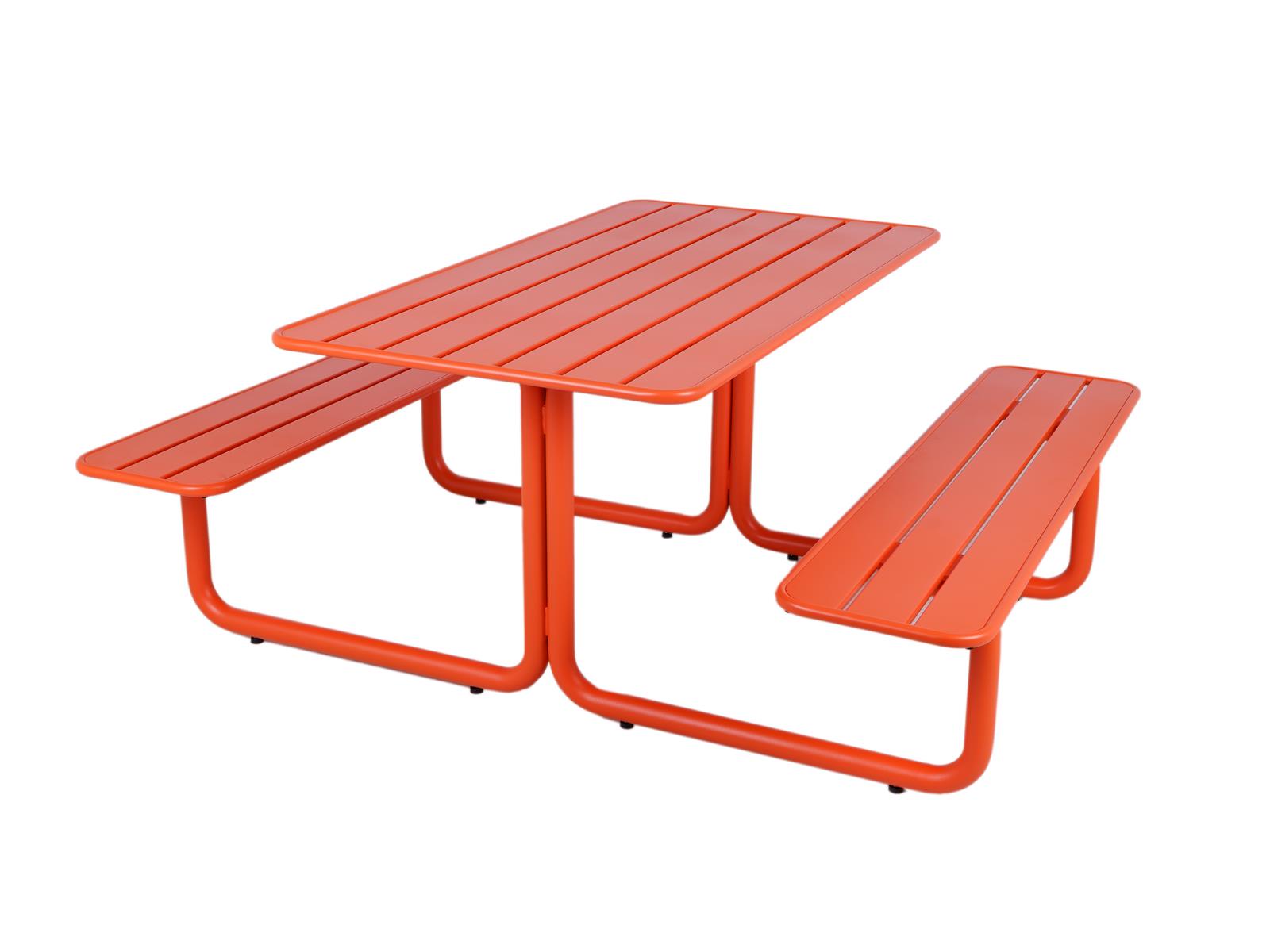 maximavida metalen picknicktafel brasil oranje schuin da51268b-61bf-4610-872c-6cea9c8ea511