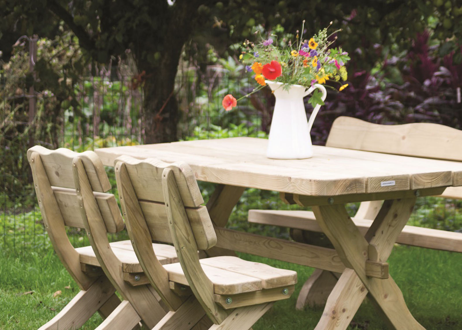methaan voordeel Veranderlijk Houten tuinset landelijke stijl 170 cm met 1 tafel en 4 stoelen