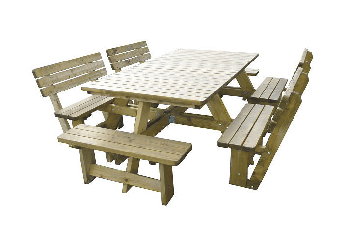 maximavida  houten picknicktafel tallinn 300 cm 4 rugleuningen 