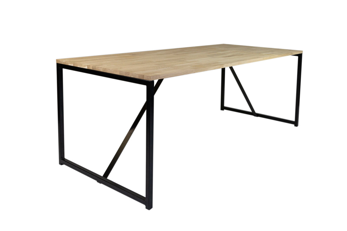 maximavida eettafel eiken houten blad zwart tafelonderstel 