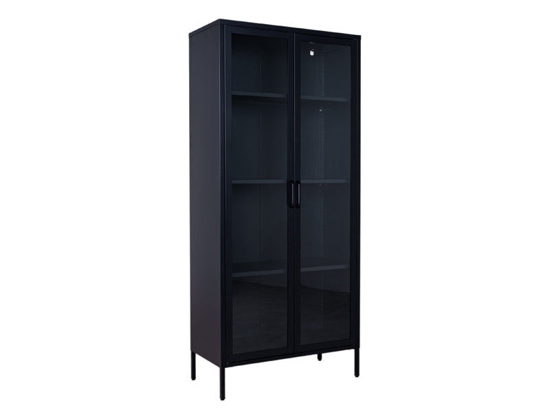 maximavida metalen locker vitrinekast finn 80 x 35 x 180 cm zwart glas 