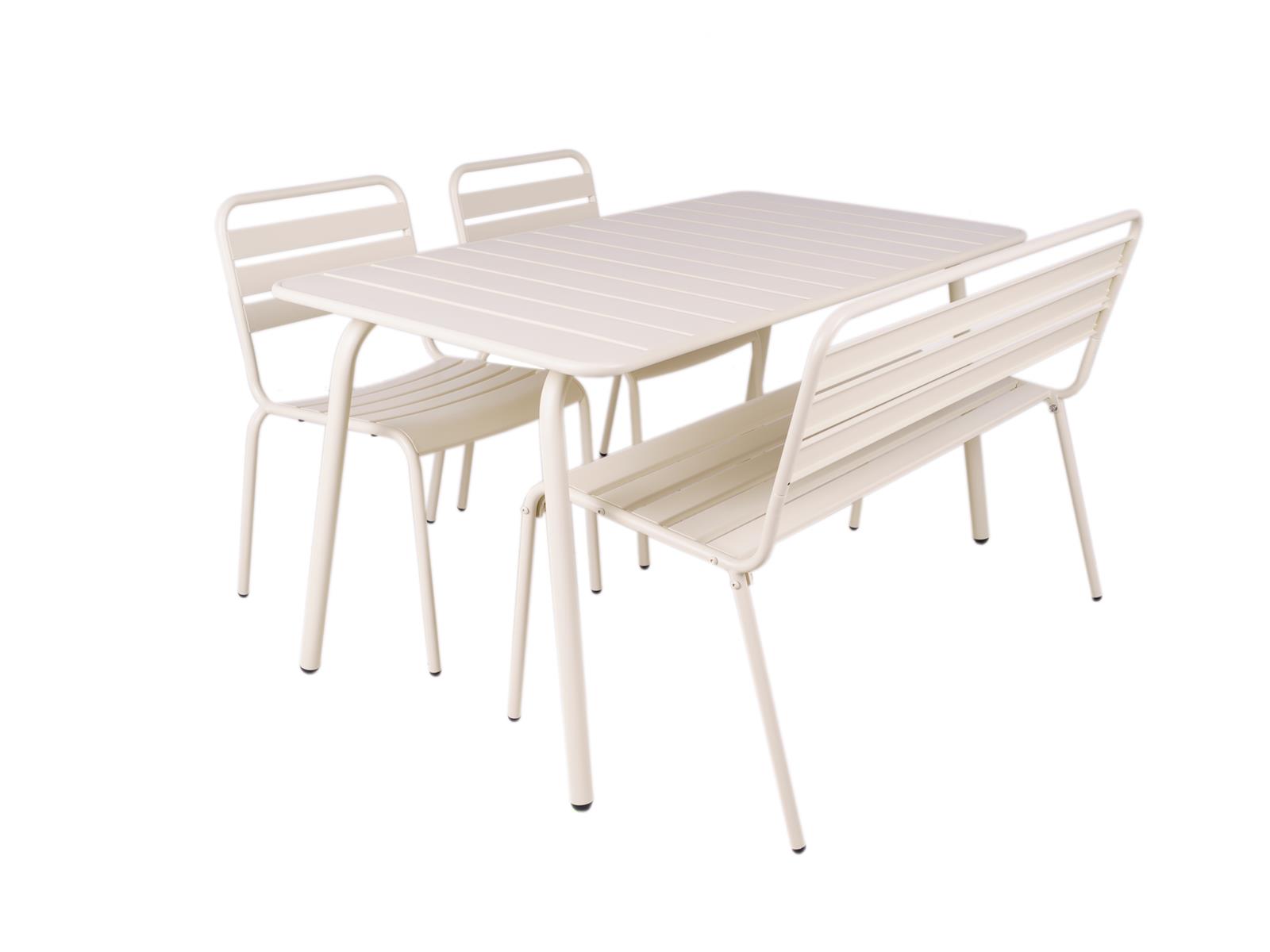 maximavida metalen tuinset max ivoor 150 cm 1 tafel met 2 stoelen en 1 bank