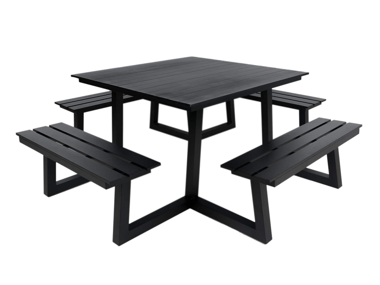 maximavida vierkante aluminium picknicktafel dex 215 cm zwart packshot 