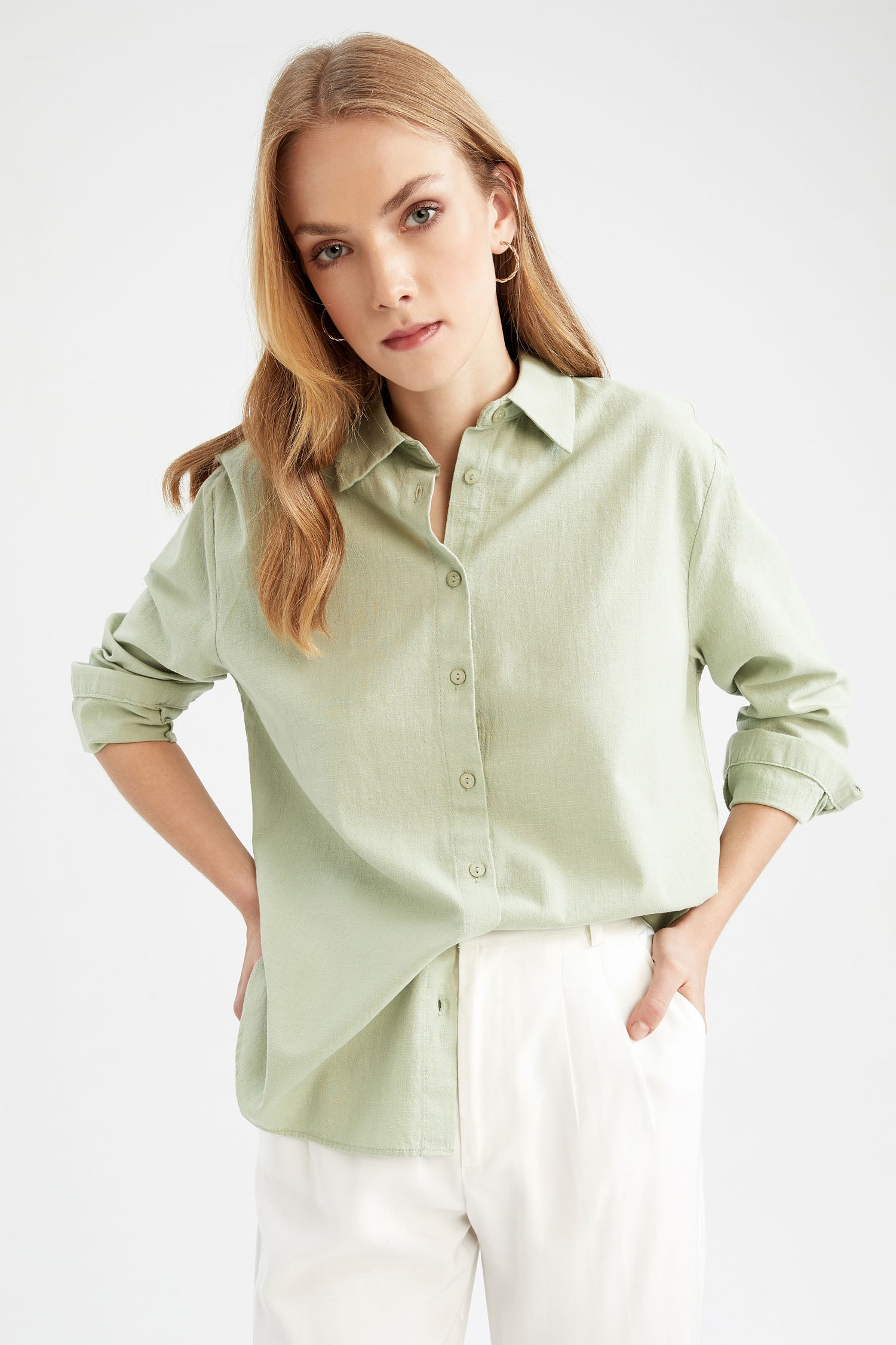 Oversize Fit Long Sleeve Shirt - Green product
