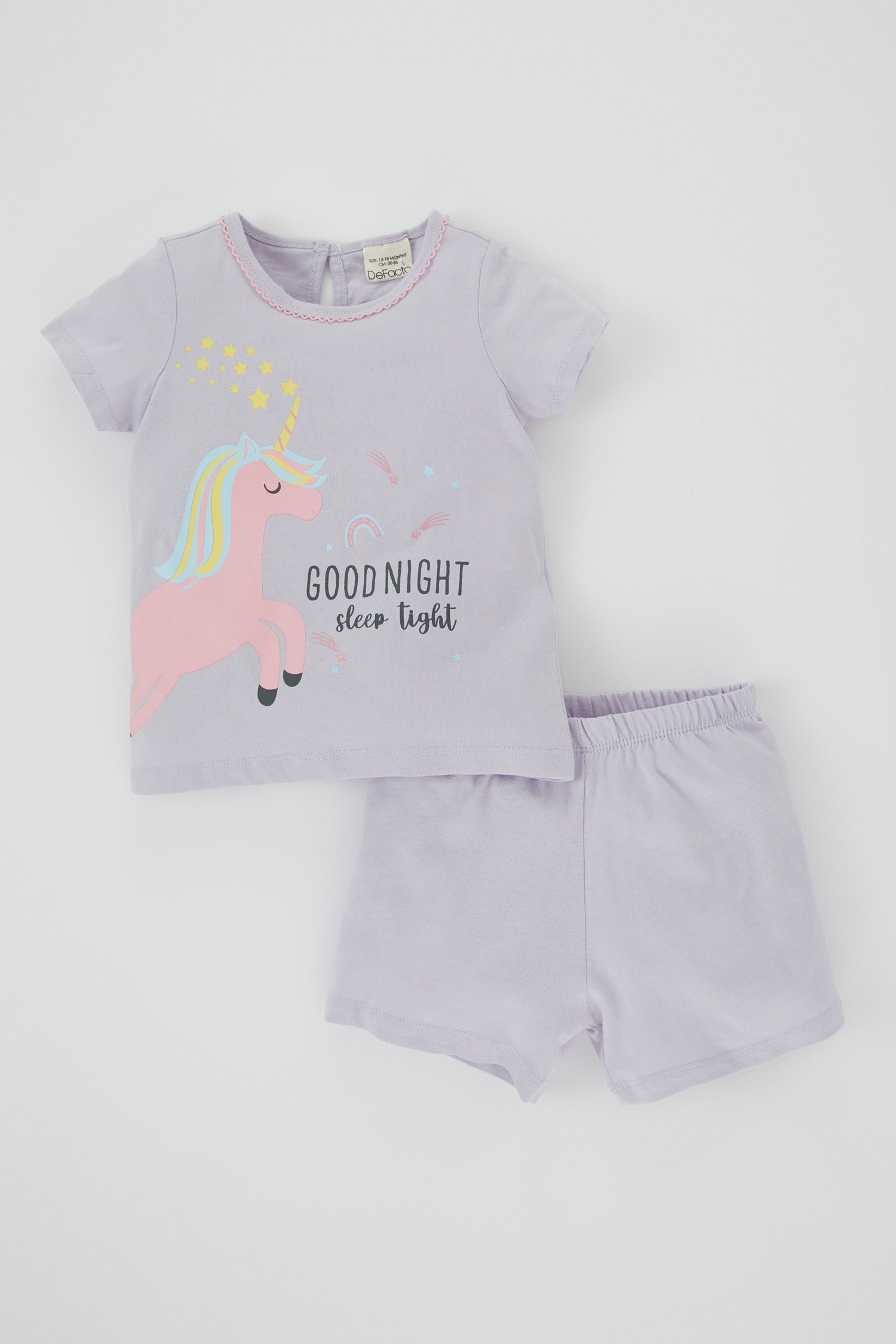 Baby Girls Regular Fit Embroidered Pyjama Set - Purple product
