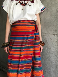 Vintage Guatemala multicolor cotton wrap skirt ( ヴィンテージ グアテマラ マルチカラー コットン  ラップスカート )