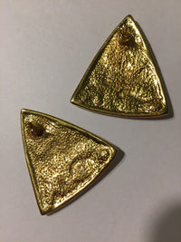 画像をギャラリービューアに読み込む, Vintage gold × black triangle pierced earrings ( ヴィンテージ  ブラック ゴールド ピアス )
