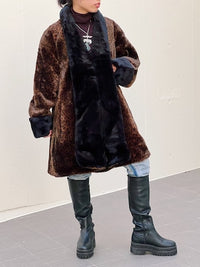 画像をギャラリービューアに読み込む, Vintage leopard fake fur coat ( ヴィンテージ レオパード フェイク ファー コート
