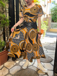 Vintage African print maxi one-piece