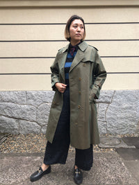 Vintage Burberry Ladies 一枚袖　緑玉虫トレンチコート　バーバリー