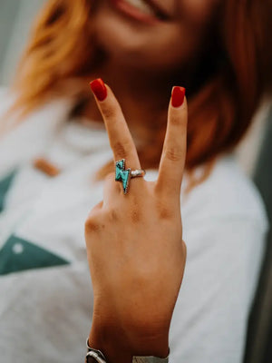 Lightning Bolt Turquoise Ring - Rustic Roots 605
