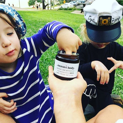 Child using essone SPF tested sunscreen