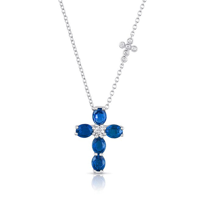 Sapphire & Diamond Cross Necklace