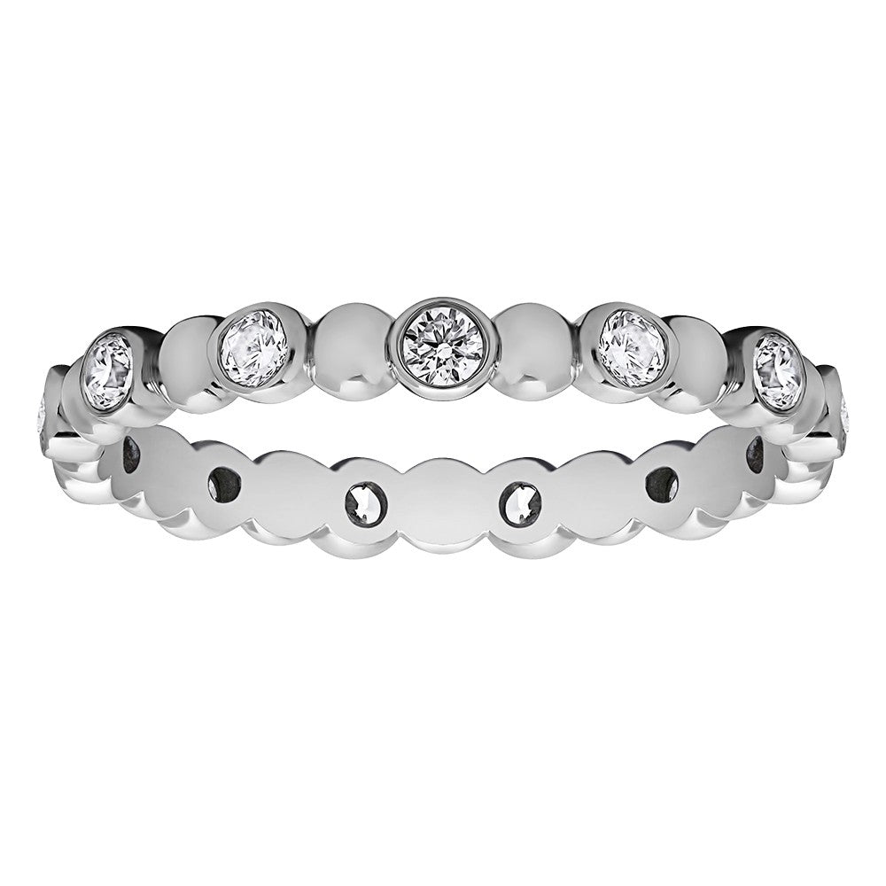 Round Diamond & Polished Bead Eternity Band