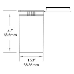 19 Dram DR 3.5g 1/8 th gram CPSC child resistant pop top container dimensions size small vial bottle packaging template wholesale