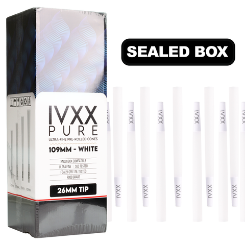 109mm IVXX Pure Pre-Rolled Paper Cones bulk wholesale dragon chewer sealed box