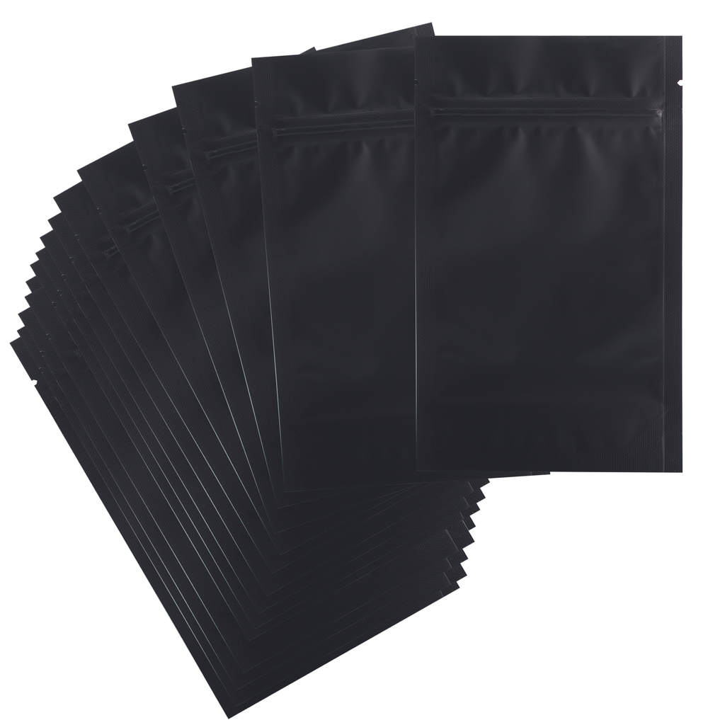 1/4 Ounce Matte Black & Matte Black Mylar Bags - (50 qty.)