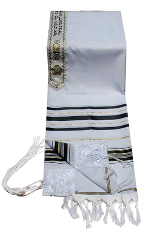 Talitnia Acrylic Tallit (Imitation Wool) Prayer Shawl Black and Gold Stripes