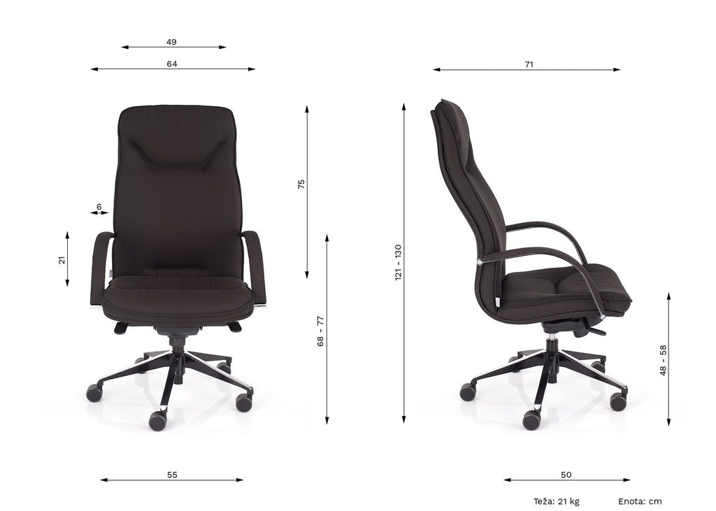dimenzije ergoflex uredske stolice