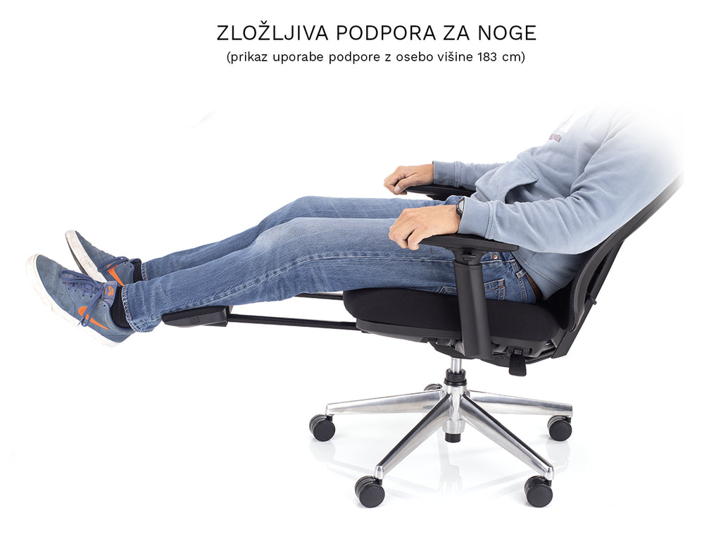 pisarniški stol z zložljivo podporo za noge