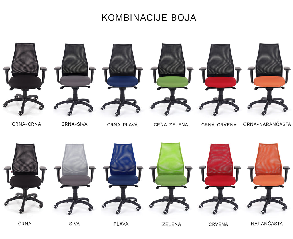 kombinacije boja dinamičnih zračnih stolica
