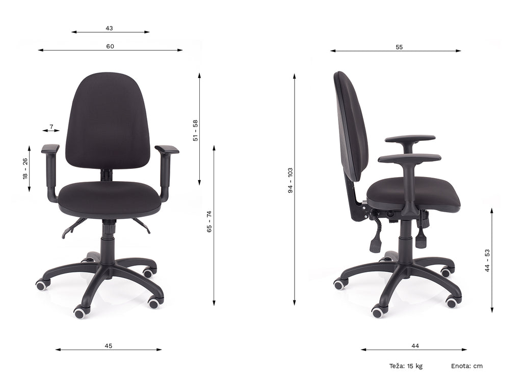 DIMENZIJE BETA MULTI UREDSKE STOLICE