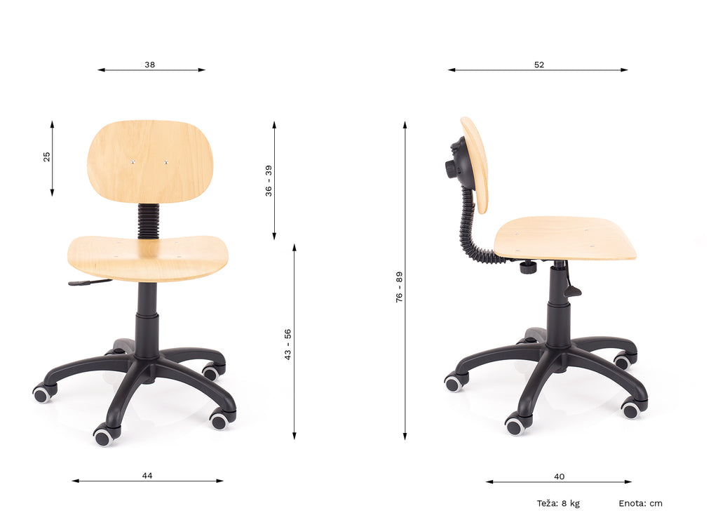 dimenzije drvene stolice stil