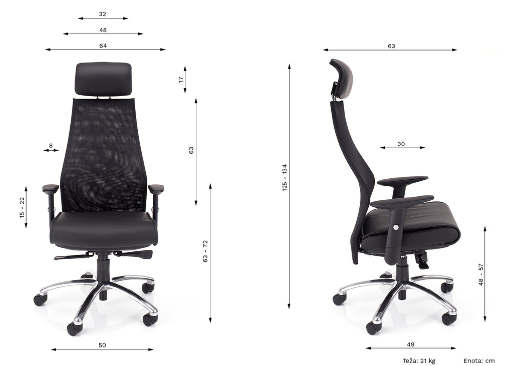 dimenzije uredske stolice Dynamic Evolution