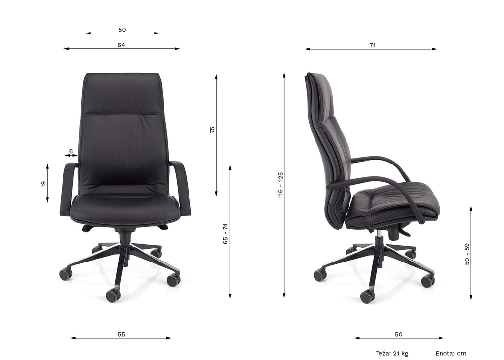 UREDSKE STOLICE DIMENZIJE KOMFOR