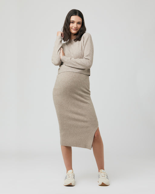 Layered Knit Maternity and Nursing Dress - Silver Marle — Nurtured