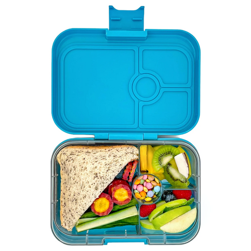 Snack Size Bento Lunch Box - True Blue (Rocket Art on Tray and Lid)