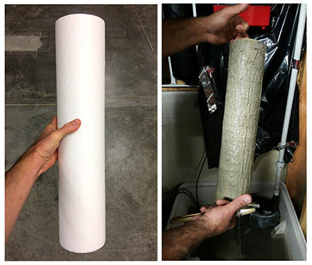Comparison of a new and used sediment filter from a condensate water filter
