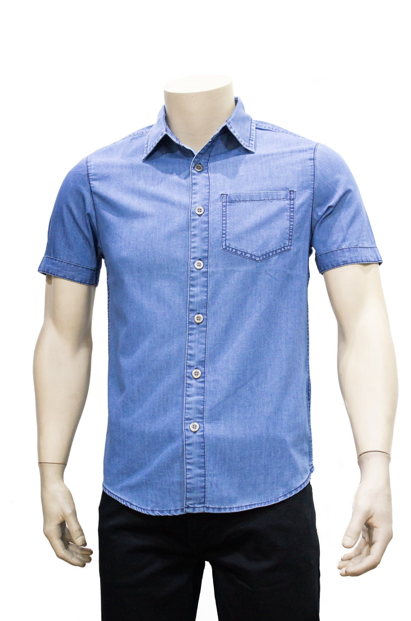 Camisa mezclilla manga corta modelo Slim – Cristian Montes Tienda