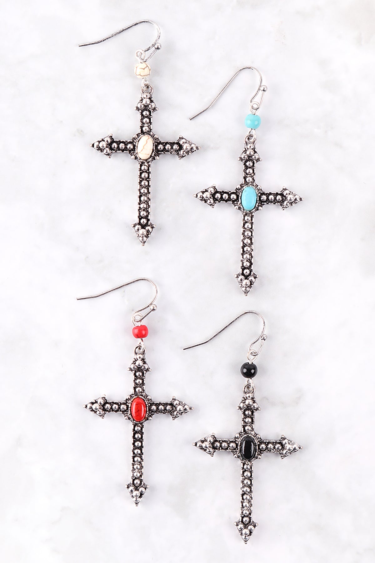 CROSS STONE FISH HOOK EARRINGS – Riah Fashion