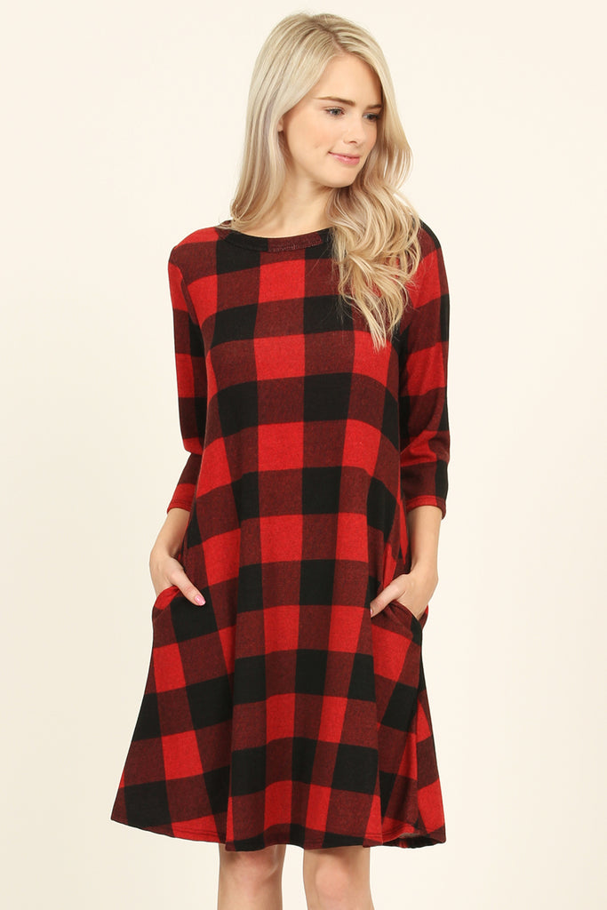 red buffalo plaid women's dress