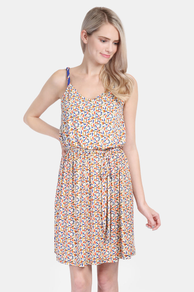 Sleeveless V-neck Multi Print Dress – Riah Fashion