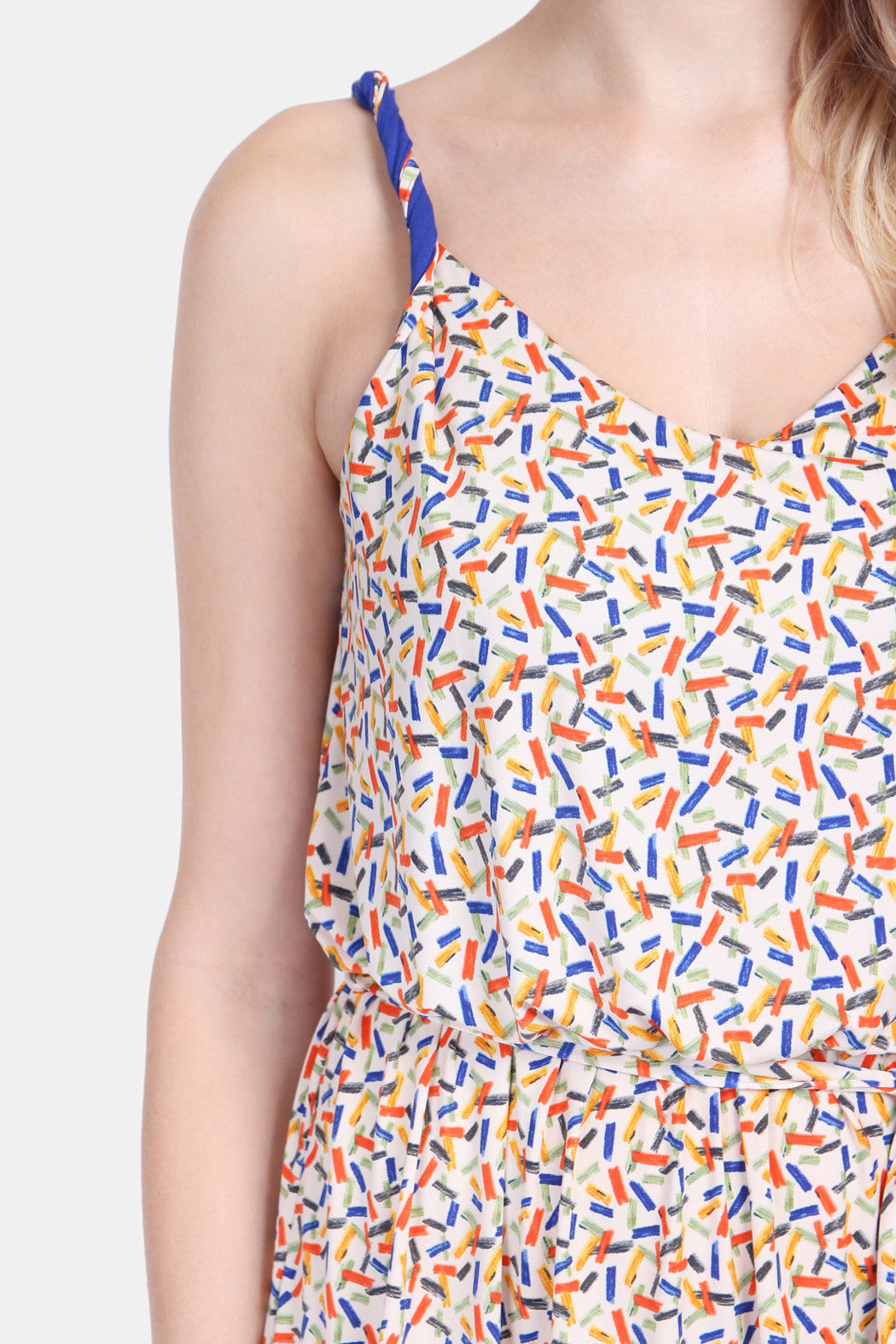 Sleeveless V-neck Multi Print Dress – Riah Fashion