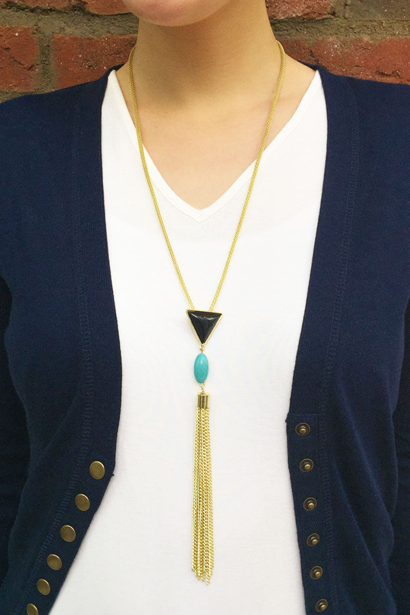 Gold Rope Chain Tassel Necklace