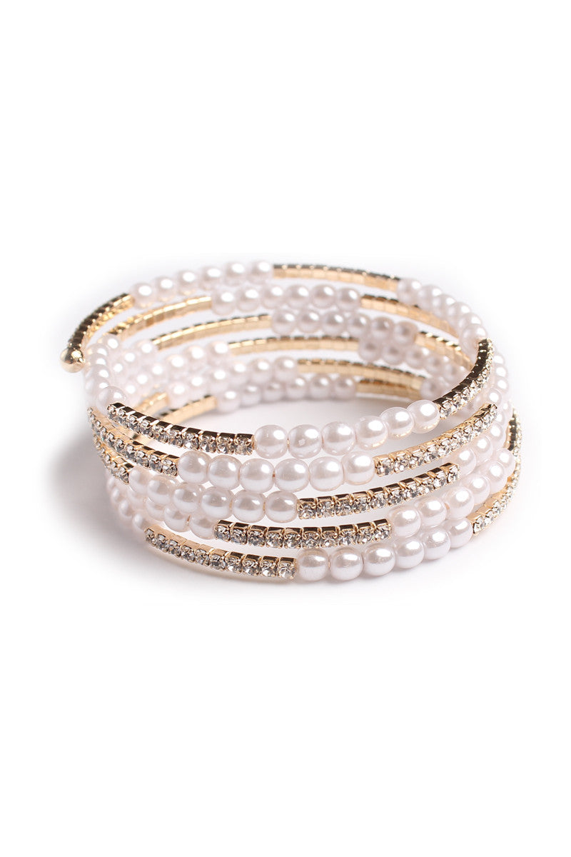 Rhinestone Pearl Bangle Set – Riah Fashion