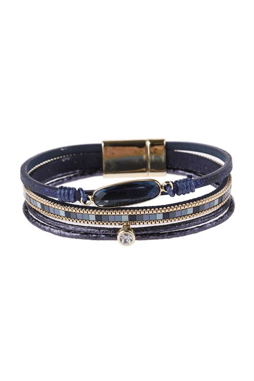 HDB2980 MIXED LINE LEATHER BRACELET